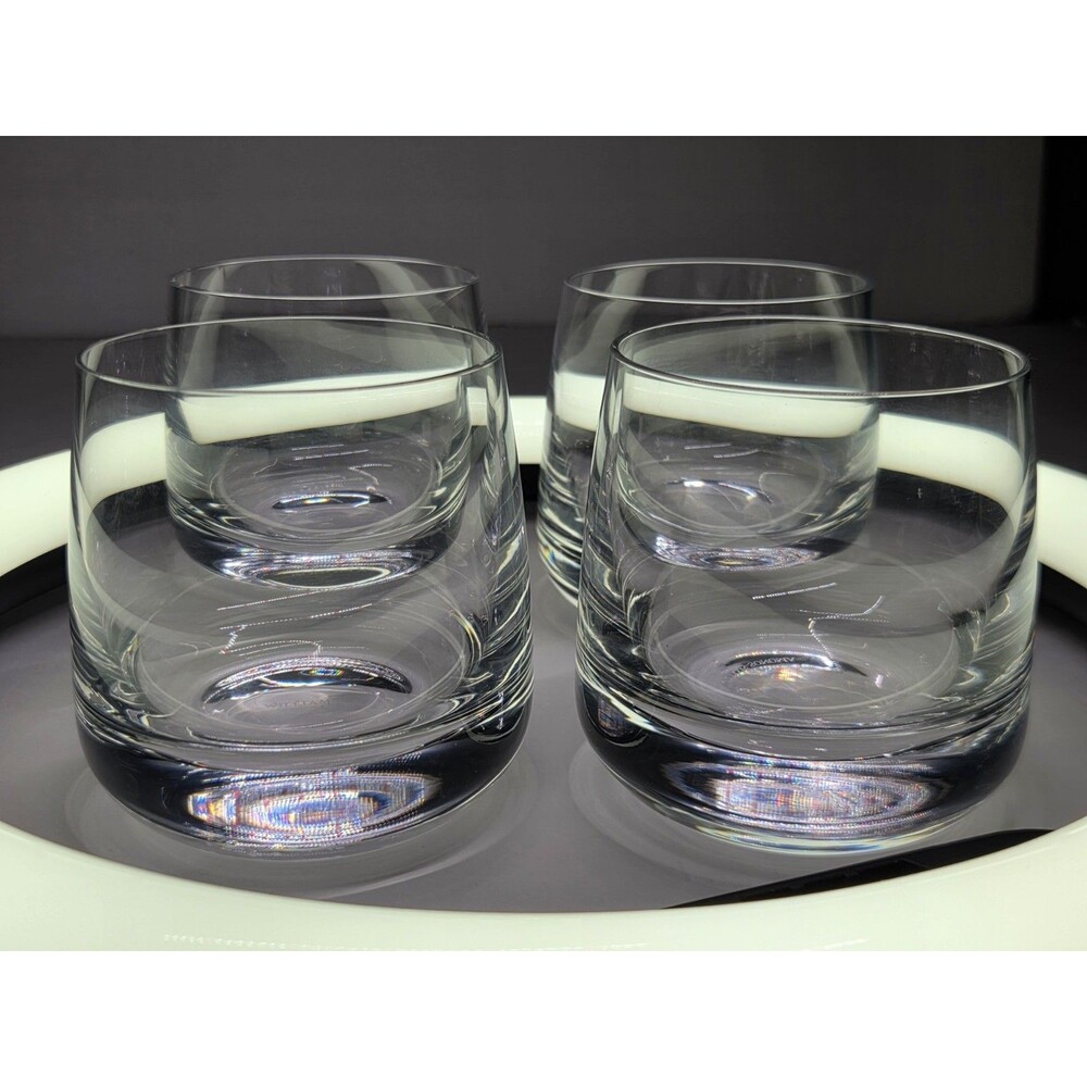 Set of 4 Williams Sonoma Double Old Fashioned Lowball Tumbler Crystal Glasses